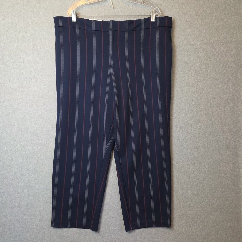 NWT Tommy Hilfiger THFlex Navy Striped Pull On Trousers Women's Plus XXL Stretch